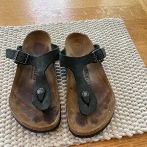 Black Leather Sandals with Buckle